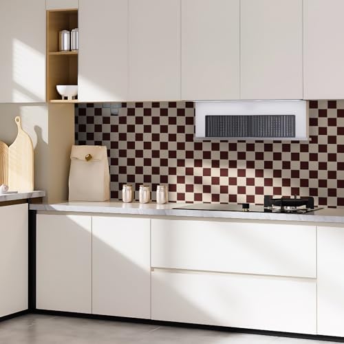 Art3d Grid Peel and Stick Backsplash, 10-Pack, Red Brown and Warm White - color: Red-brown and Warm White