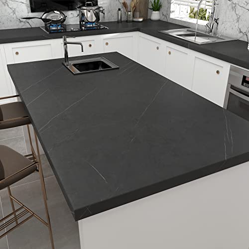 Decotalk 15.7x200 Inch Matte Black Countertop Contact Paper Marble - size: 15.7" x 200"