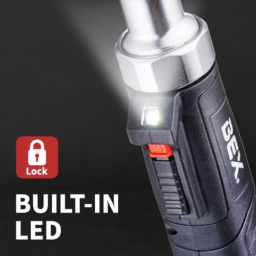 BEX 44pcs 2-in-1 3/8" Electric Ratchet Wrench and 1/4" Right Angle Screwdriver Kit for Tight Spaces USB-C Rechargeable, Socket & Bit Kit