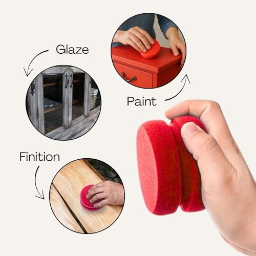 Colorantic | Reusable Chalk Paint Sponges | 4” Round Washable Sponge Tool for Furniture Paint & Chalk Projects | Smooth Application | Durable Multi-Purpose Applicator | Pack of 2 | Red