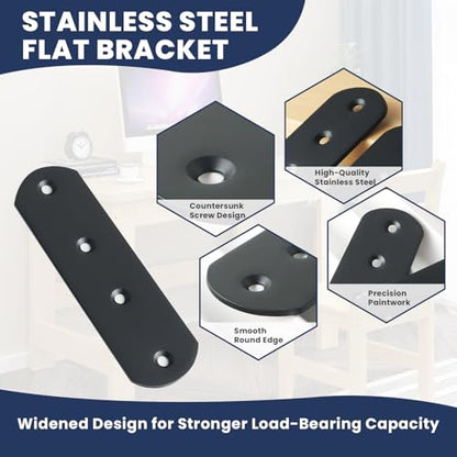 Alise 4 Pcs Black Flat Mending Plates for Wood Furniture,125x38mm - color: Matte Black, size: 125mmX38mm