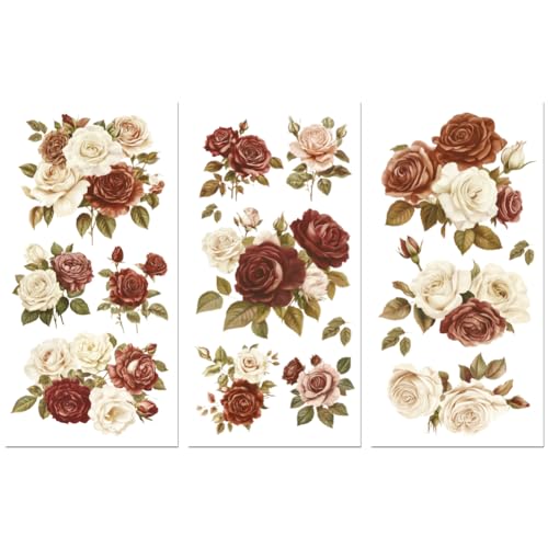 Peacoblue Victorian Roses Rub On Transfers for Furniture Craft 6"x12" - style: Victorian Style Roses