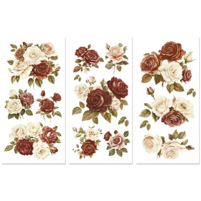 Peacoblue Victorian Roses Rub On Transfers for Furniture Craft 6"x12" - style: Victorian Style Roses