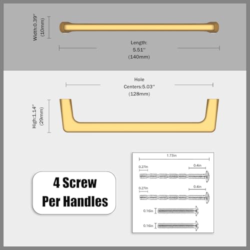 10 Pack Vibrant Brushed Moderne Brass Cabinet Pulls 5 Inch(128mm) Heavy-Duty Solid Kitchen Cabinet Handles Cabinet Hardware Drawer Pulls - color: Vibrant Brushed Moderne Brass, size: 5" Hole Center Pull