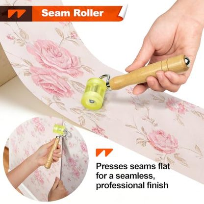 WRAPXPERT Wallpaper Tools, Smoothing Tool Kit for Peel and Stick Wallpaper/Contact Paper/Vinyl Backsplash Applying, with Squeegee Smoother, Seam Roller, Razor Scraper, Knife and Blades - color: T30