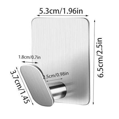 DELITON Towel Hooks for Bathrooms - 8 Pack Adhesive Wall Hooks for Hanging Robe Coat Stick on Hook No Damage SUS 304 Stainless Steel, Silver - color: Silver-8