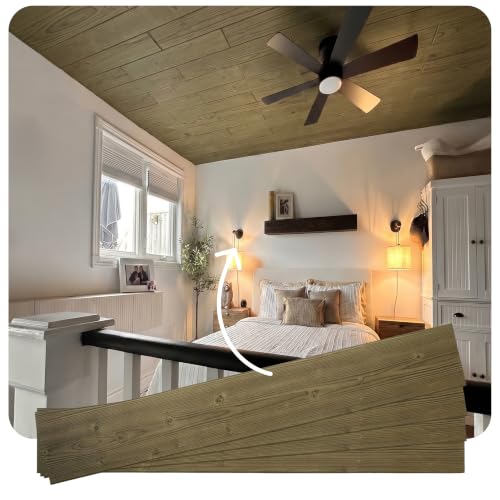 À LA MAISON CEILINGS Foam Wood Ceiling Planks, Light Walnut, 39x6 in - color: Light Walnut, size: Pack of 48