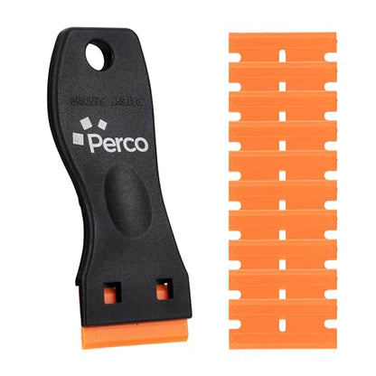 Perco Plastic Non-Scratch Razor Blade Scraper with 10 Extra Plastic Blades - size: Scraper