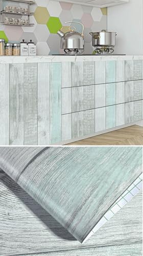Self Adhesive Rustic Blue Wood Shiplap Contact Paper Shelf Liner for Kitchen Cabinets Dresser Drawer Table Cupboard Walls Furniture Decal 17.7X393 Inches - size: 17.7"W x 393"L