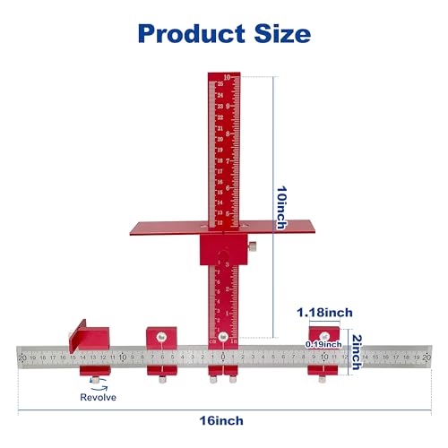 Aluminum Cabinet Hardware Jig Tool for Door Drawer Handles Installation-Red