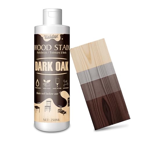 Wood Stain, 8.5oz/250ml Water Based Wood Stain for Indoor and Outdoor Furniture, Cabinet, Door, Trim and More - Fast Drying, Low Odor＆Non-Toxic, Easy to Apply, Multiple Finishes (Dark Oak) - color: Dark Oak