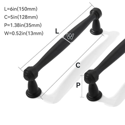 10 Pack 5inch(128mm) Center to Center Black Cabinet Pulls Handles for Cabinets Cupboard Solid Heavy Duty Matte Black Drawer Handles Dressers Kitchens bedrooms - color: Black, size: 5inch(128mm) Center to Center