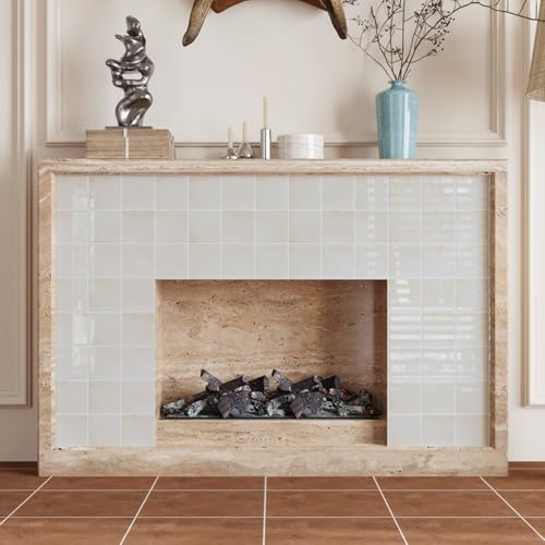 CRE8TIVE 4 Sheets Cream Beige Peel and Stick Tile Backsplash, Square Tiles Stick on Backsplash for Kitchen, 12"x12" Self Adhesive Waterproof Wall Tile Stickers for Bathroom, Laundry Room, Living Room - size: 12"x12" (4-Sheets)