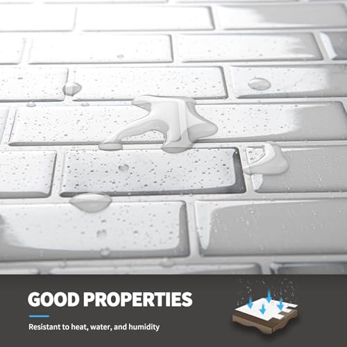Art3d 10-Pack Peel and Stick Stone Backsplash Tile, 12" x 12", White Marble - color: White Marble