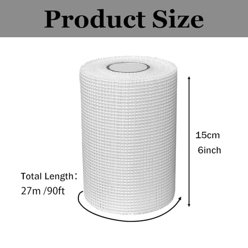 Acuteye Drywall Mesh Tape, 6IN X 90FT 100% Fiberglass 8 Mesh Self Adhesive