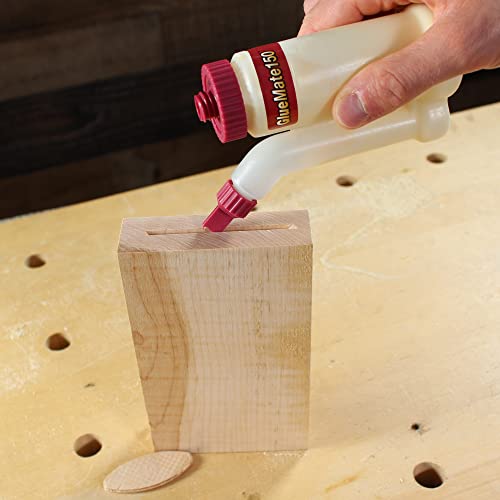 Milescraft 5223 Glue Mate 450-15oz. (450ml) Precision Wood Glue Bottle - Anti-Drip - Dowel and Biscuit Tips Included - Easy Flow Multi-Chamber Design - Ideal for Woodworking