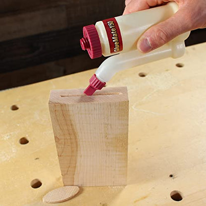 Milescraft 5223 Glue Mate 450-15oz. (450ml) Precision Wood Glue Bottle - Anti-Drip - Dowel and Biscuit Tips Included - Easy Flow Multi-Chamber Design - Ideal for Woodworking
