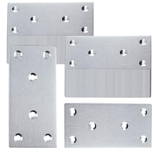 50PCS Flat Straight Brace Brackets, 3.15x1.6 Stainless Steel Brackets - size: Silver,3.15"x1.6"