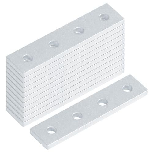 12 Pcs 2020 Flat Joining Plates, Aluminum Mending Plate, 80mm x 18mm - size: 80mm x 18mm