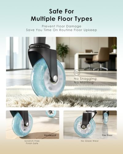 RidRed Gaming Chair Wheels - Heavy-Duty Office Chair Wheels - Replacement Rubber Casters- Universal Fit 3 Inch Chair Casters, Noise Free, Fits 98% Chair, for All Floor - color: Sparkling Sky Blue