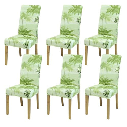 Dining Chair Covers, Dining Room Chair Cover Set of 6 - color: Summer Palm, size: 6