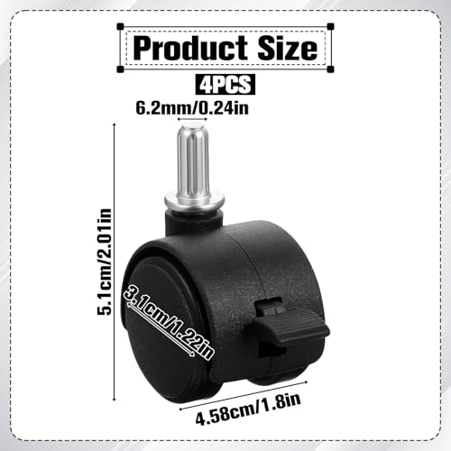 4Pcs 1 Inch Swivel Caster Wheels, Locking Casters Heavy Duty