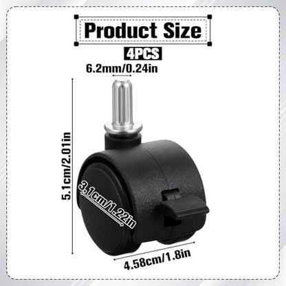 4Pcs 1 Inch Swivel Caster Wheels, Locking Casters Heavy Duty