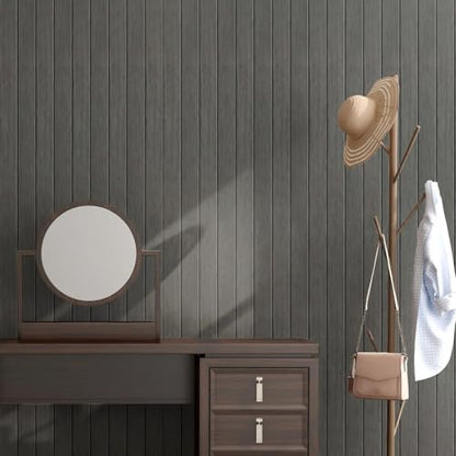 Thick Wood Slat Wall Panels, Modern 3D Peel and Stick, 15.75"x118" Self-Adhesive Accent Wall with Sound Dampening for TV Wall and Ceiling, Bedroom, Home Office, Dark Grey, 13 Sq Ft - color: Dark Grey