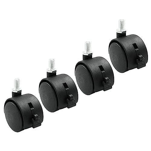 1.5 Inch Swivel Caster Wheels with Brake, M8 Threaded Stem, 4pcs - style: 1.5 Inch Stem with Brake