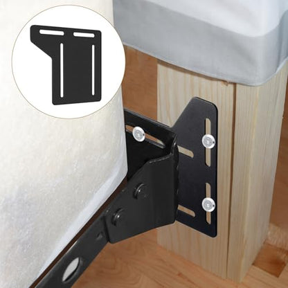 4PCS Bed Frame Brackets, Bed Frame Adapter Brackets, Black