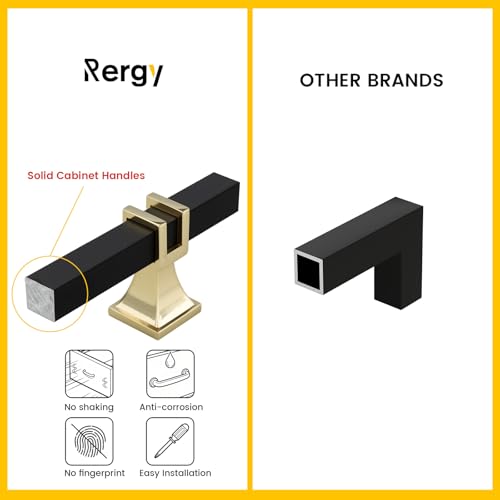 Rergy 10 Pack 5 Inch Black and Gold Cabinet Handles, Solid Zinc Alloy - color: Black and Gold, size: 5 Inch Hole Center