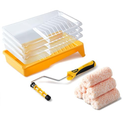 Voomey 4 Inch Microfiber Small Paint Roller Kit - size: 11pcs