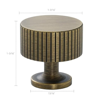 2 Pack Solid Brass Cabinet Knobs, Classic Drawer Knobs, Brushed Antique Brass Cabinet Knobs for Kitchen, Bathroom, and Furniture - size: Knob-E