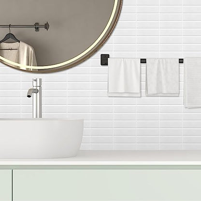 Peel and Stick Tile, New Upgrade Thicker Design Self Adhesive 12" x 12" Large Premium Finger Tiles for Kitchen,Bathroom, Living Room, RV Etc (10-Sheet,White). - color: White