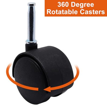 Plastic Casters Set of 4, M8 Grip Neck Stem Caster Wheels 2 inch, Black Nylon Swivel Caster Wheels Replacement for Furniture, Office Chair, Table, Cabinet, Shelf - style: 2 Inch-M8 Grip Neck Stem