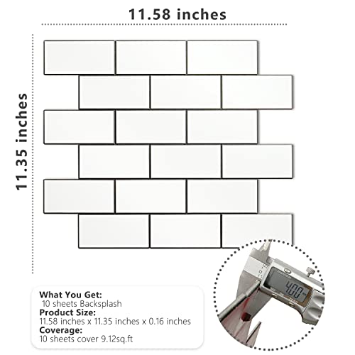 STICKGOO Peel and Stick Backsplash on Subway Tile, Polished White - color: White