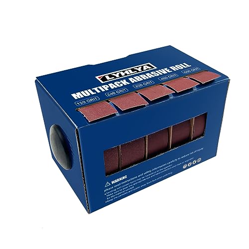 Assorted Sandpaper Rolls, 5 Grits Emery Cloth Rolls with Dispenser 150 240 320 400 600 Variety Grits Abrasive Sandpaper Rolls for Wood Metal Polishing, Each Roll 1 inch x 19.7 Feet - size: 5roll-6m