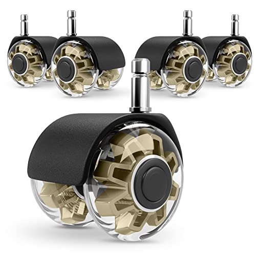 Omyoffice 2" Office Chair Wheels Set of 5, Gold Heavy Duty Chair Caster - color: Gold