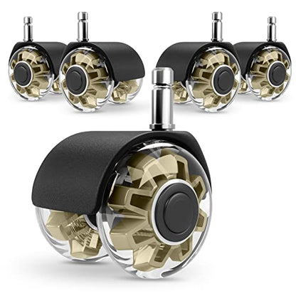 Omyoffice 2" Office Chair Wheels Set of 5, Gold Heavy Duty Chair Caster - color: Gold