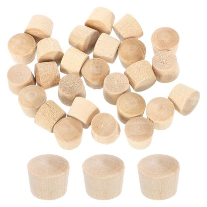 uxcell 56Pcs Wood Button Plugs, 8.5mm/0.33" Flat Head Hardwood Screw Hole Plug Wooden Caps Buttons Wood Plug for Furniture Woodworking Craft Decor (10mm x 8.5mm) - size: 10x8.5x8mm