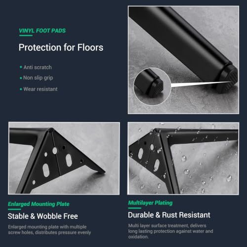 Black Furniture Legs 4 Inch, Metal Legs for Furniture Set of 4 - size: 4 Inch | 10cm