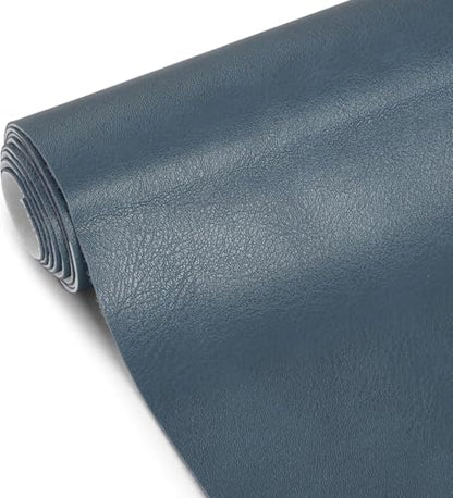 Faux Leather Fabric, Marine Vinyl Fabric 55" x 252", 1.05mm Thick Vinyl Upholstery Soft Durable Synthetic Material PU Leather by The Yard for Sofa Chairs Bags DIY Crafts Sewings, Blue 7 Yard - color: Blue, size: Continuous cut 7 Yard(55"x 252")