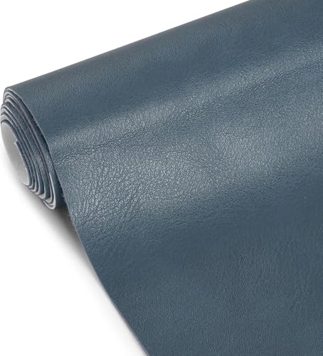 Faux Leather Fabric, Marine Vinyl Fabric 55" x 252", 1.05mm Thick Vinyl Upholstery Soft Durable Synthetic Material PU Leather by The Yard for Sofa Chairs Bags DIY Crafts Sewings, Blue 7 Yard - color: Blue, size: Continuous cut 7 Yard(55"x 252")