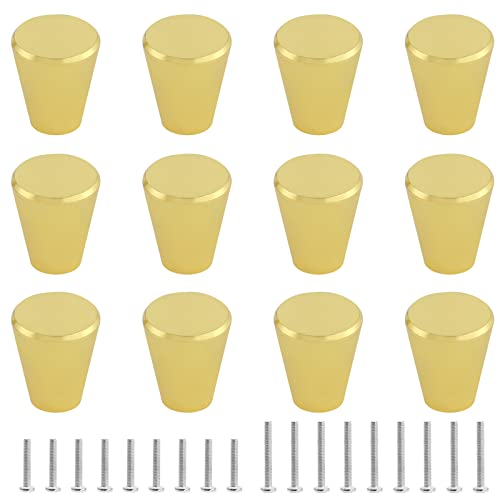 Uenhoy 12 Pack Polished Gold Cabinet Knobs, Gold Drawer Knobs, Cone Shaped Solid Dresser Knobs for Cabinet Cupboard Dresser Drawer - color: Gold