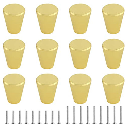 Uenhoy 12 Pack Polished Gold Cabinet Knobs, Gold Drawer Knobs, Cone Shaped Solid Dresser Knobs for Cabinet Cupboard Dresser Drawer - color: Gold