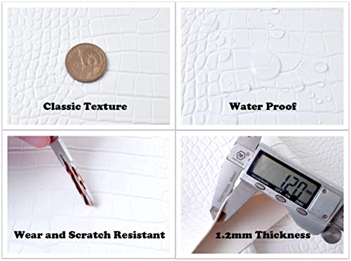 Wento Alligator Skin PU Leather Fabric Faux Leather Fabric Crocodile Fabric Leather Upholstery Fabric By the Yard - color: Pattern(b) White, size: 1 Yard (54" x 36")