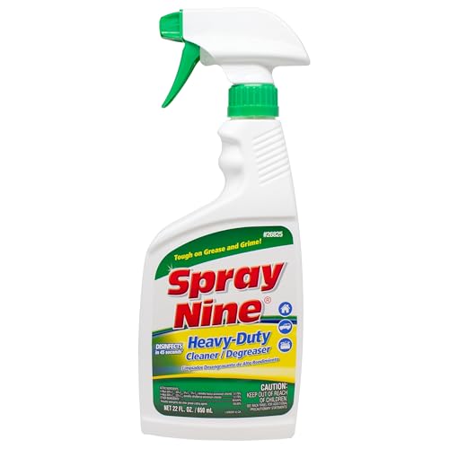 Spray Nine 26825 Heavy Duty Cleaner, Degreaser & Disinfectant for Kitchens, Bathrooms, Yard Equipment, Automotive & Industrial 22 Fl Oz. (Pack of 1) - size: 22 Fl Oz. (Pack of 1), style: New Packaging