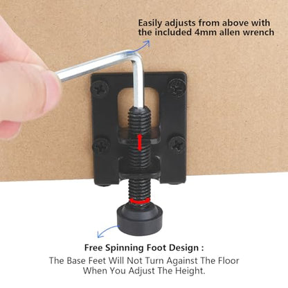 Anwenk Adjustable Leveling Feet - L Shaped Furniture Leveler Legs, Heavy Duty Metal Furniture Leveling Feet for Workbench, Cabinet, Wardrobe, 2.2" H, Black - color: L-shaped Leveler