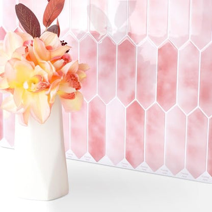 FunStick 15-Pack Light Pink Peel and Stick Backsplash Pink Hexagon Kitchen Backsplash Tiles Peel and Stick on Backsplashes Tiles for Kitchen Bathroom Self Adhesive Wall Tile Stickers Removable 12"x12" - color: Light Pink, size: Box of 15 Tiles
