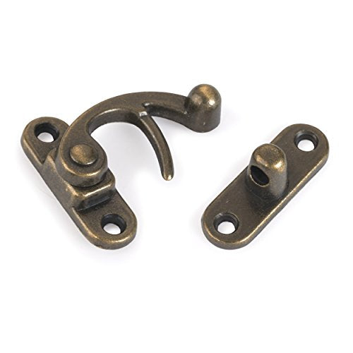 Highpoint Hook Latch Small Antique Brass 1-Piece with Screws - size: 1-3/8" tall and 1-1/8" wide Antique Brass